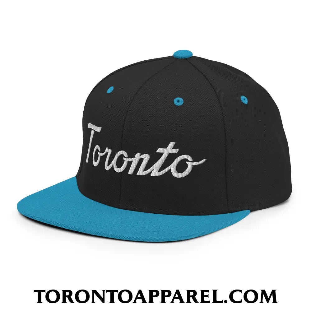 Toronto Classic Sports Script Embroidered Flat Brim Bill Snapback Hat - Toronto Apparel