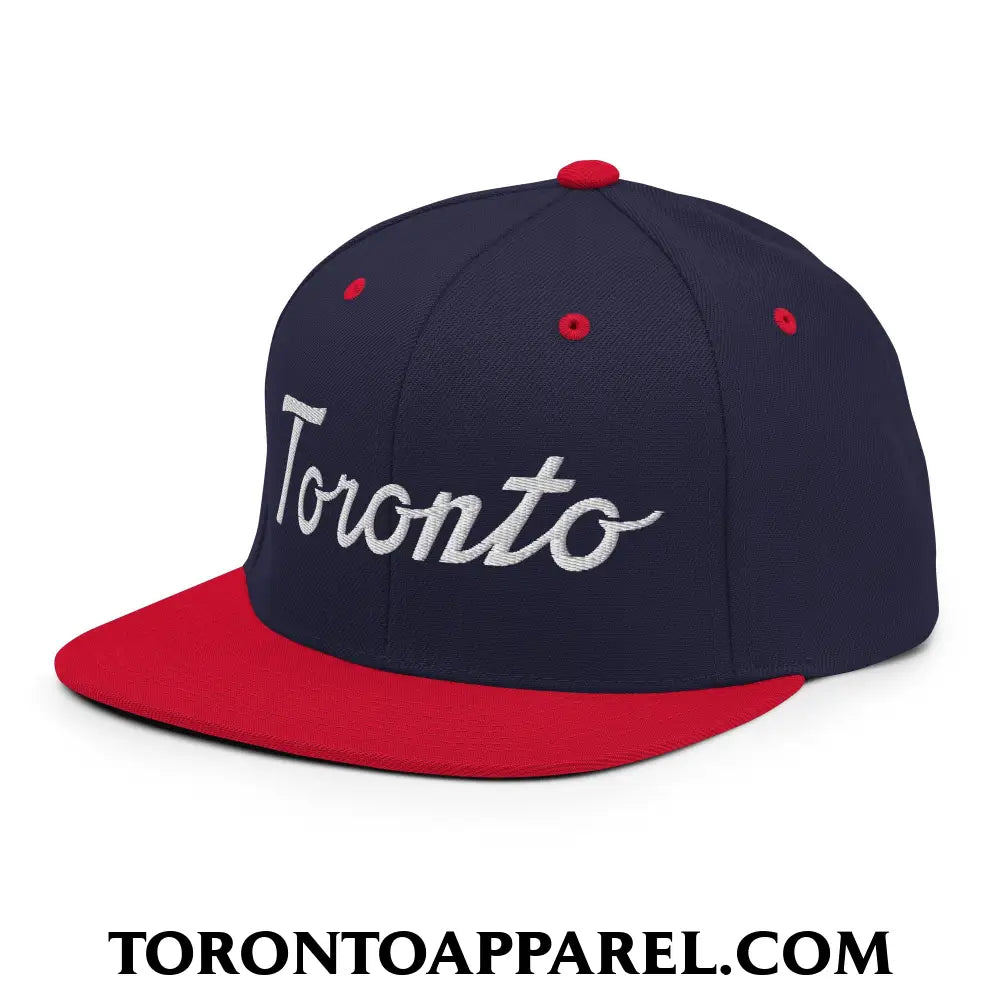 Toronto Classic Sports Script Embroidered Flat Brim Bill Snapback Hat - Toronto Apparel