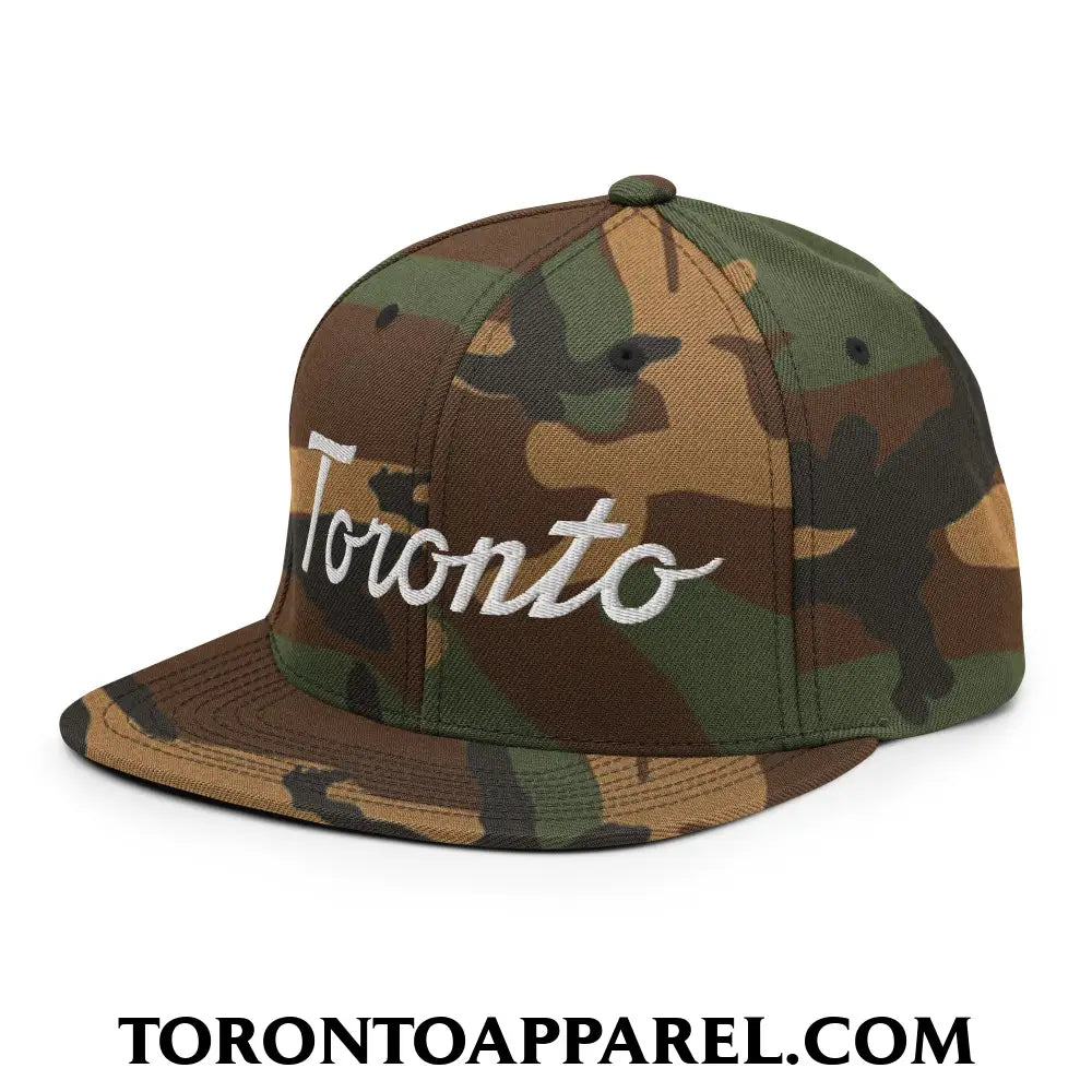 Toronto Classic Sports Script Embroidered Flat Brim Bill Snapback Hat - Toronto Apparel