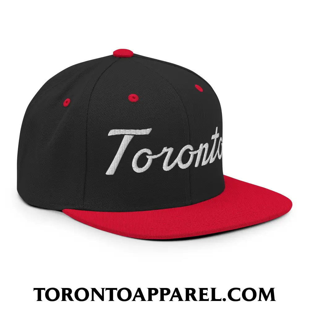 Toronto Classic Sports Script Embroidered Flat Brim Bill Snapback Hat - Toronto Apparel