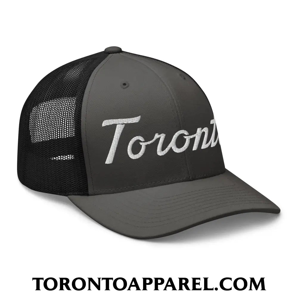 Toronto Classic Sports Script Embroidered Mesh Trucker Hat - Toronto Apparel