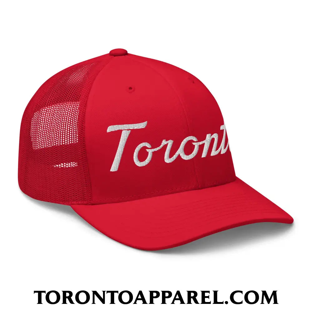 Toronto Classic Sports Script Embroidered Mesh Trucker Hat - Toronto Apparel