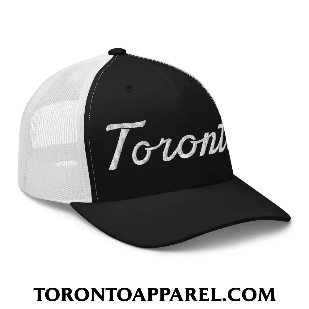 Toronto Classic Sports Script Embroidered Mesh Trucker Hat - Toronto Apparel