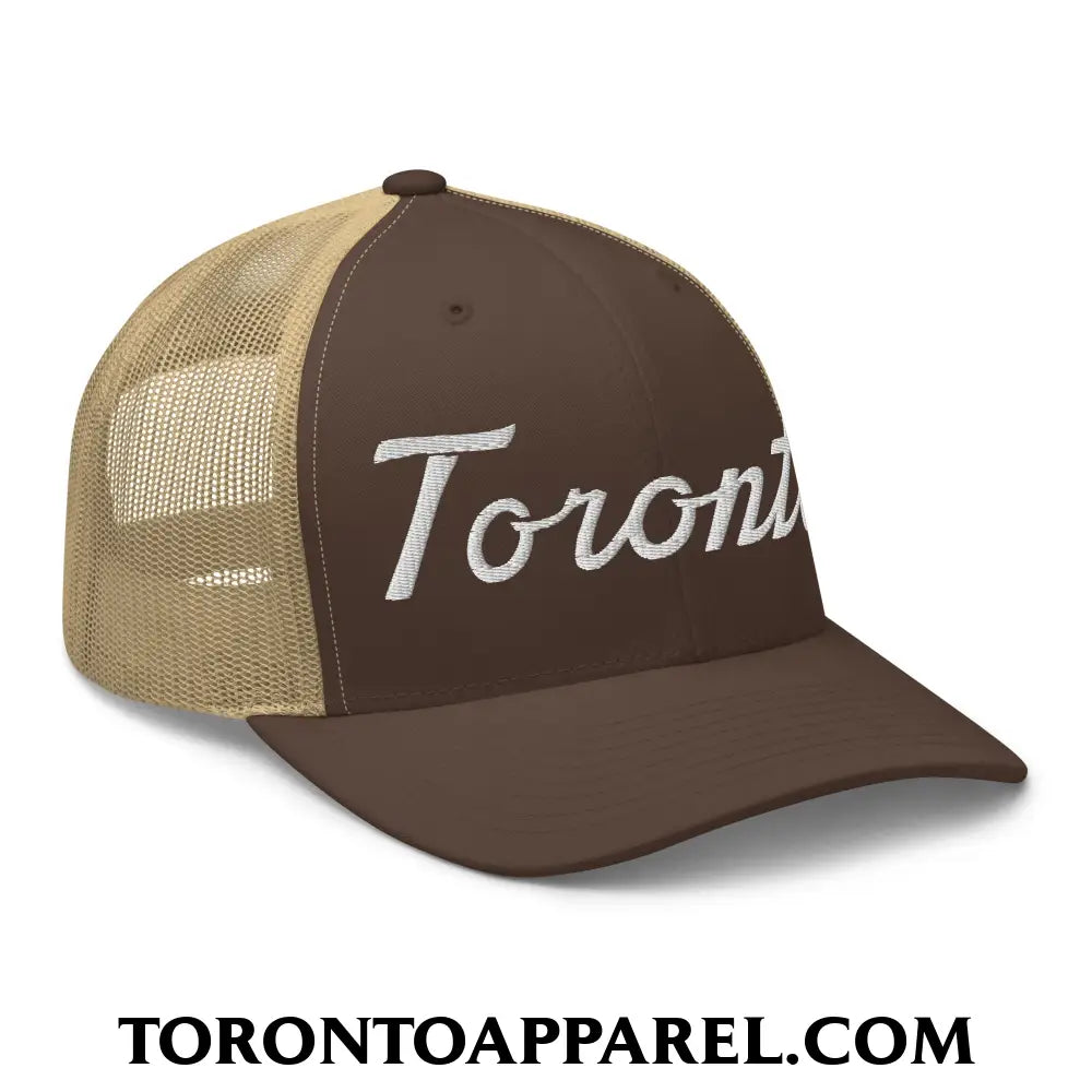 Toronto Classic Sports Script Embroidered Mesh Trucker Hat - Toronto Apparel