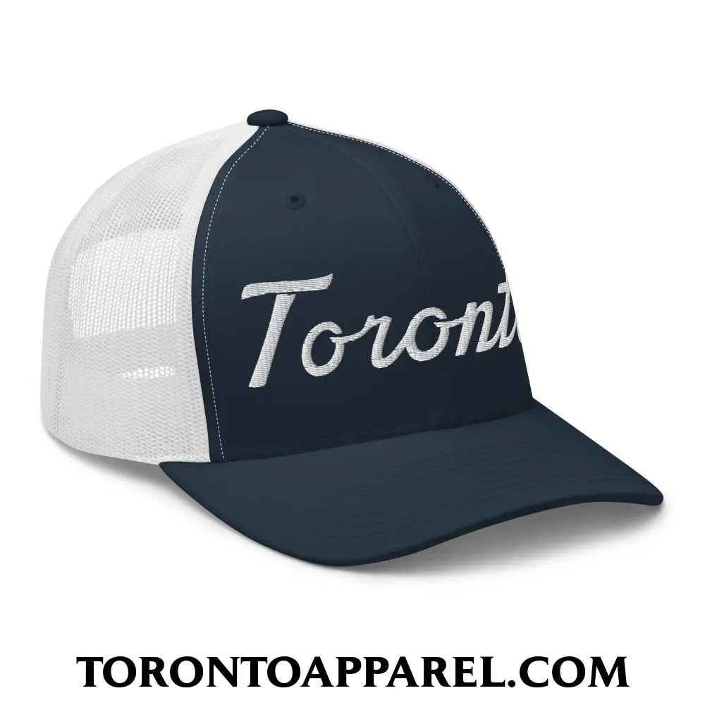 Toronto Classic Sports Script Embroidered Mesh Trucker Hat - Toronto Apparel