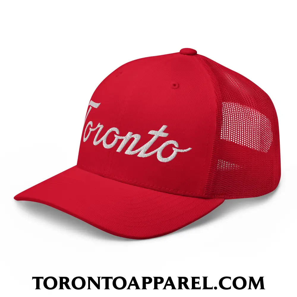 Toronto Classic Sports Script Embroidered Mesh Trucker Hat - Toronto Apparel