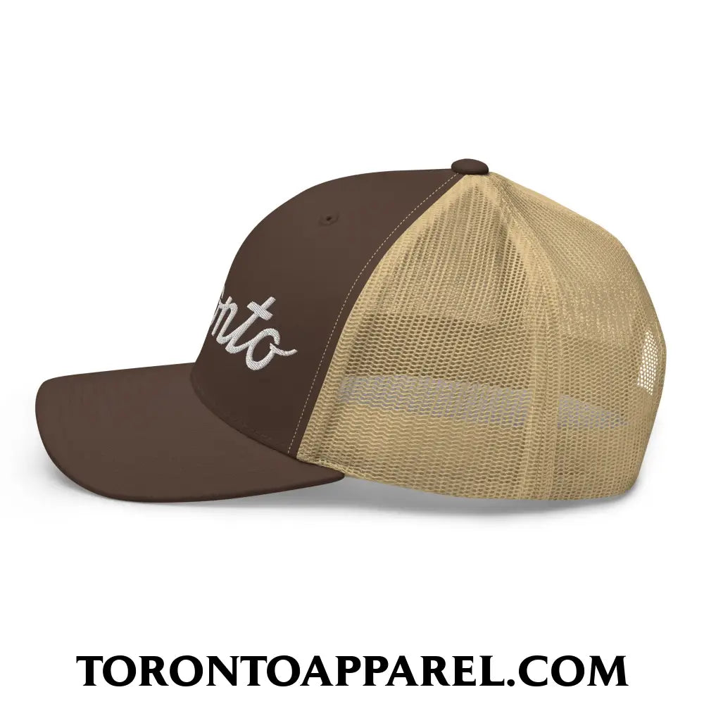 Toronto Classic Sports Script Embroidered Mesh Trucker Hat - Toronto Apparel
