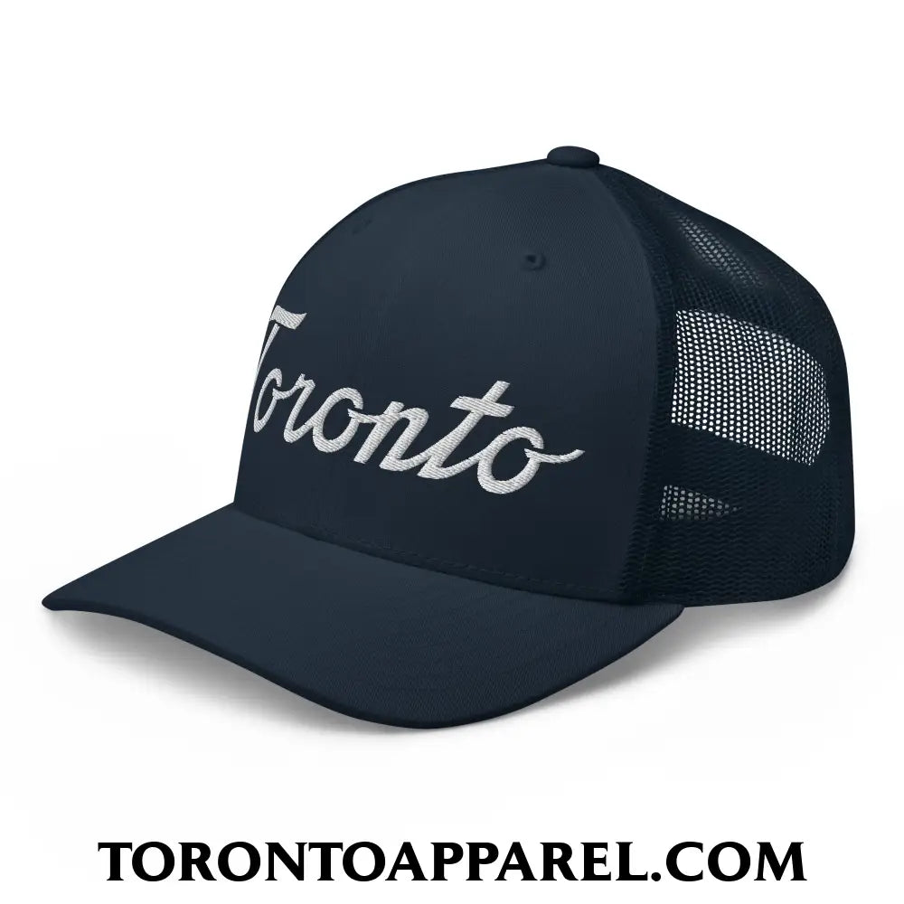 Toronto Classic Sports Script Embroidered Mesh Trucker Hat - Toronto Apparel