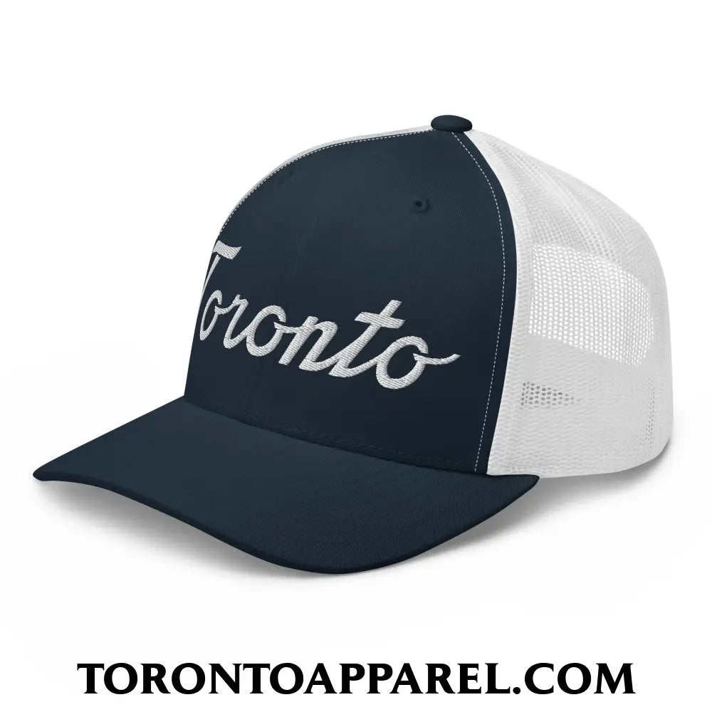 Toronto Classic Sports Script Embroidered Mesh Trucker Hat - Toronto Apparel