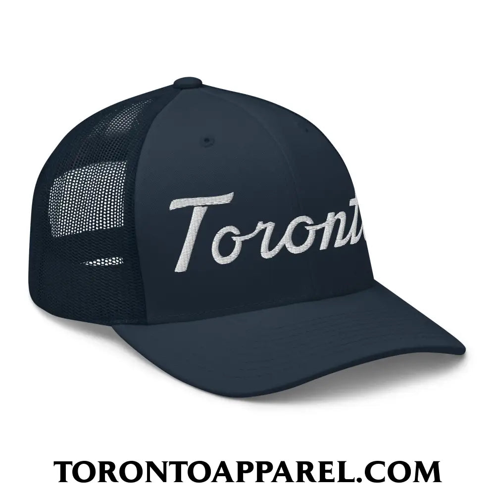 Toronto Classic Sports Script Embroidered Mesh Trucker Hat - Toronto Apparel