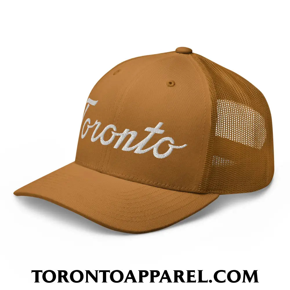 Toronto Classic Sports Script Embroidered Mesh Trucker Hat - Toronto Apparel