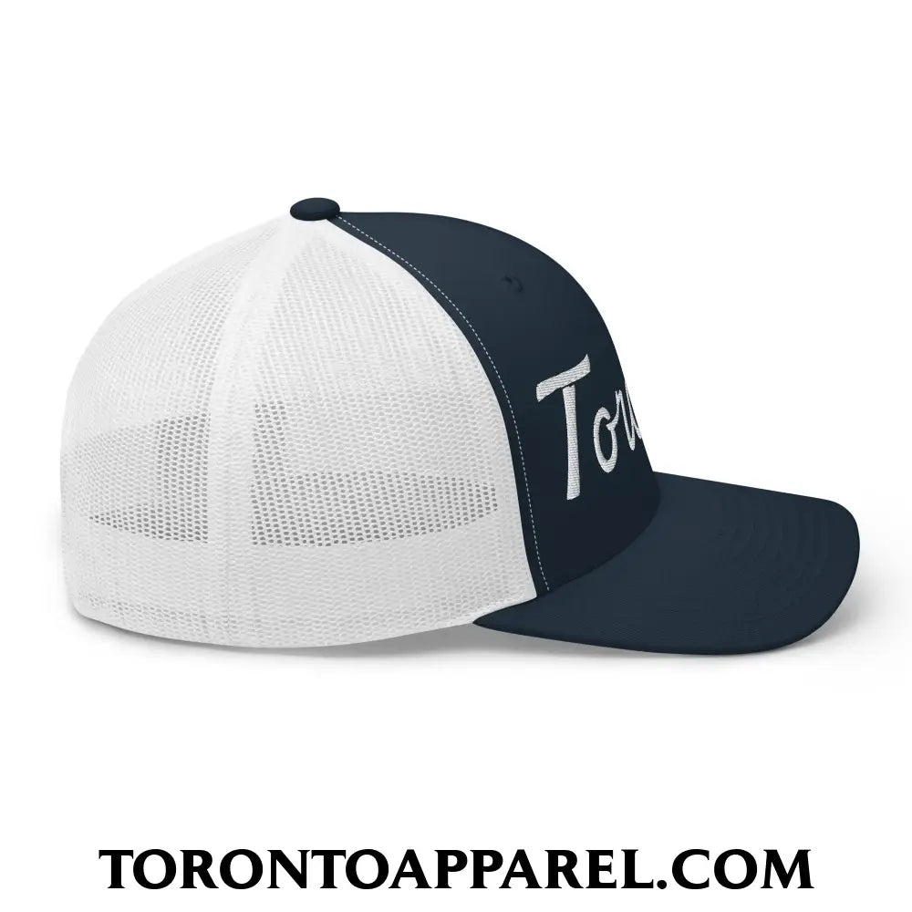 Toronto Classic Sports Script Embroidered Mesh Trucker Hat - Toronto Apparel