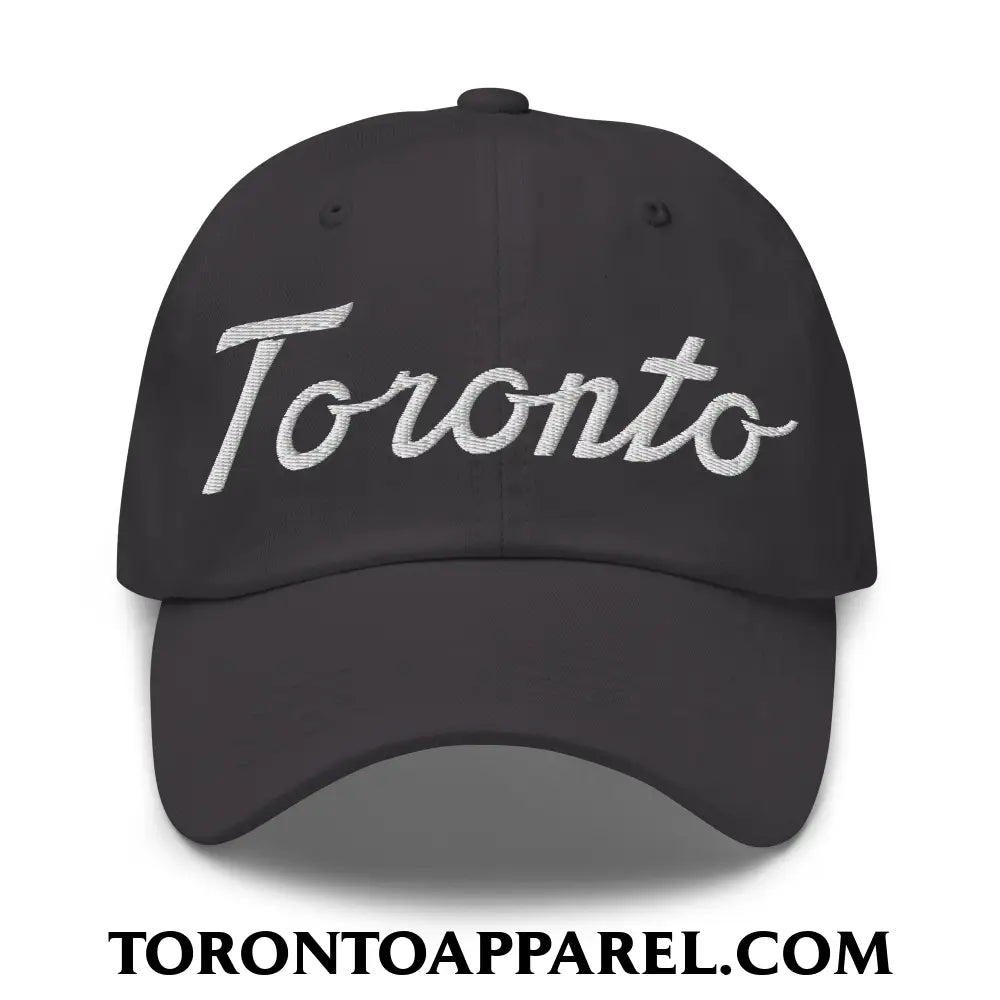 Toronto Classic Sports Script Embroidered Unstructured Dad Hat - Dark Grey - Toronto Apparel