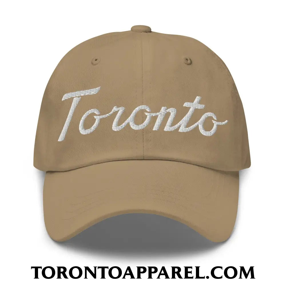 Toronto Classic Sports Script Embroidered Unstructured Dad Hat - Khaki - Toronto Apparel