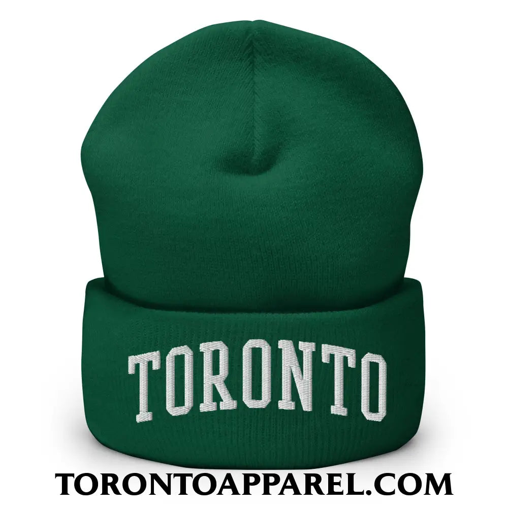Toronto College Varisty Arch Block Embroidered Cuffed Knit Beanie - Spruce - Toronto Apparel