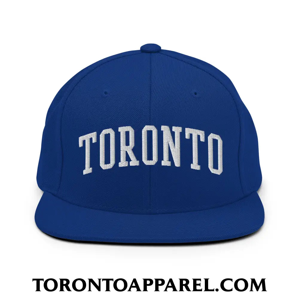 Toronto College Varisty Arch Block Embroidered Flat Brim Bill Snapback Hat - Royal Blue - Toronto Apparel