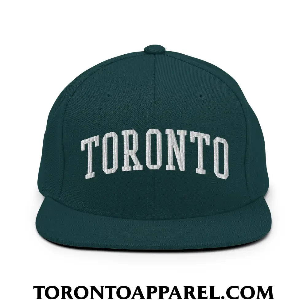 Toronto College Varisty Arch Block Embroidered Flat Brim Bill Snapback Hat - Spruce - Toronto Apparel