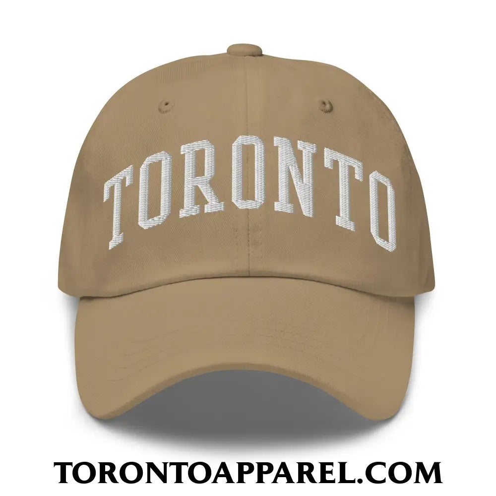 Toronto College Varisty Arch Block Embroidered Unstructured Dad Hat - Khaki - Toronto Apparel