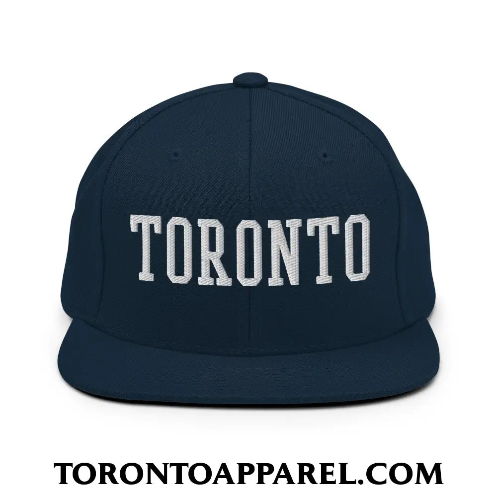 Toronto College Varisty Block Embroidered Flat Brim Bill Snapback Hat - Dark Navy - Toronto Apparel