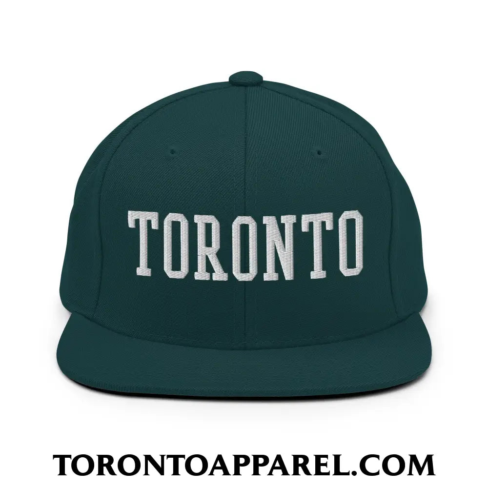 Toronto College Varisty Block Embroidered Flat Brim Bill Snapback Hat - Spruce - Toronto Apparel
