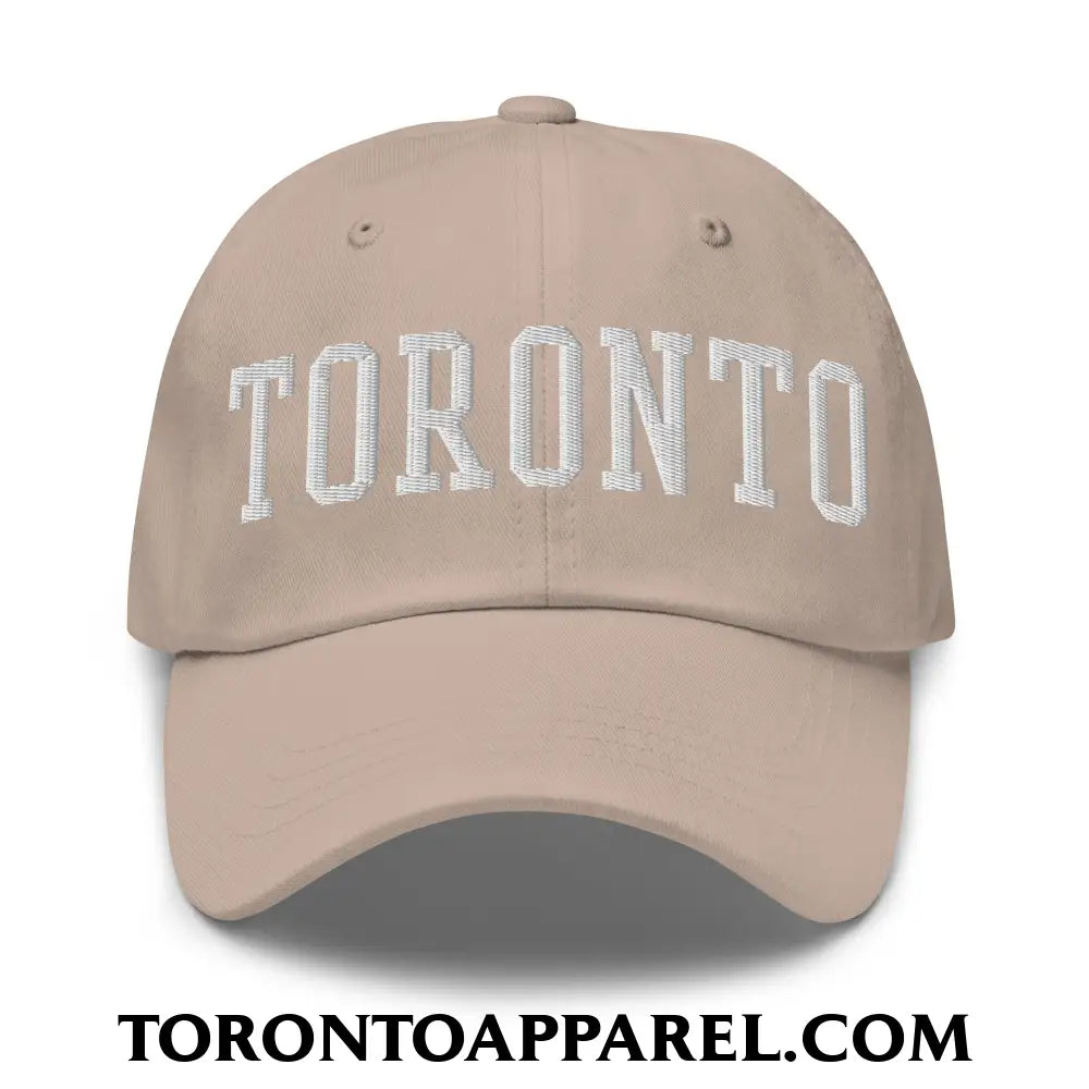 Toronto College Varsity Block Embroidered Unstructured Dad Hat - Stone - Toronto Apparel