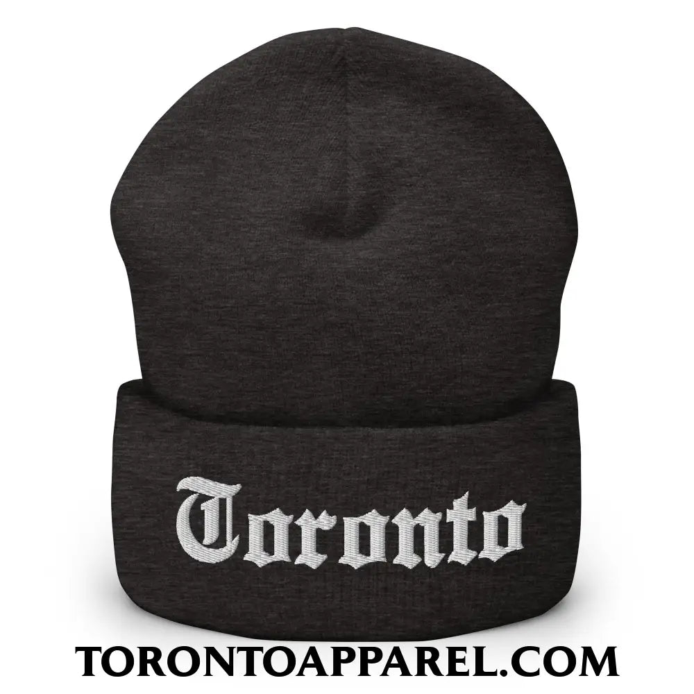 Toronto Old English Embroidered Cuffed Knit Beanie - Dark Grey - Toronto Apparel