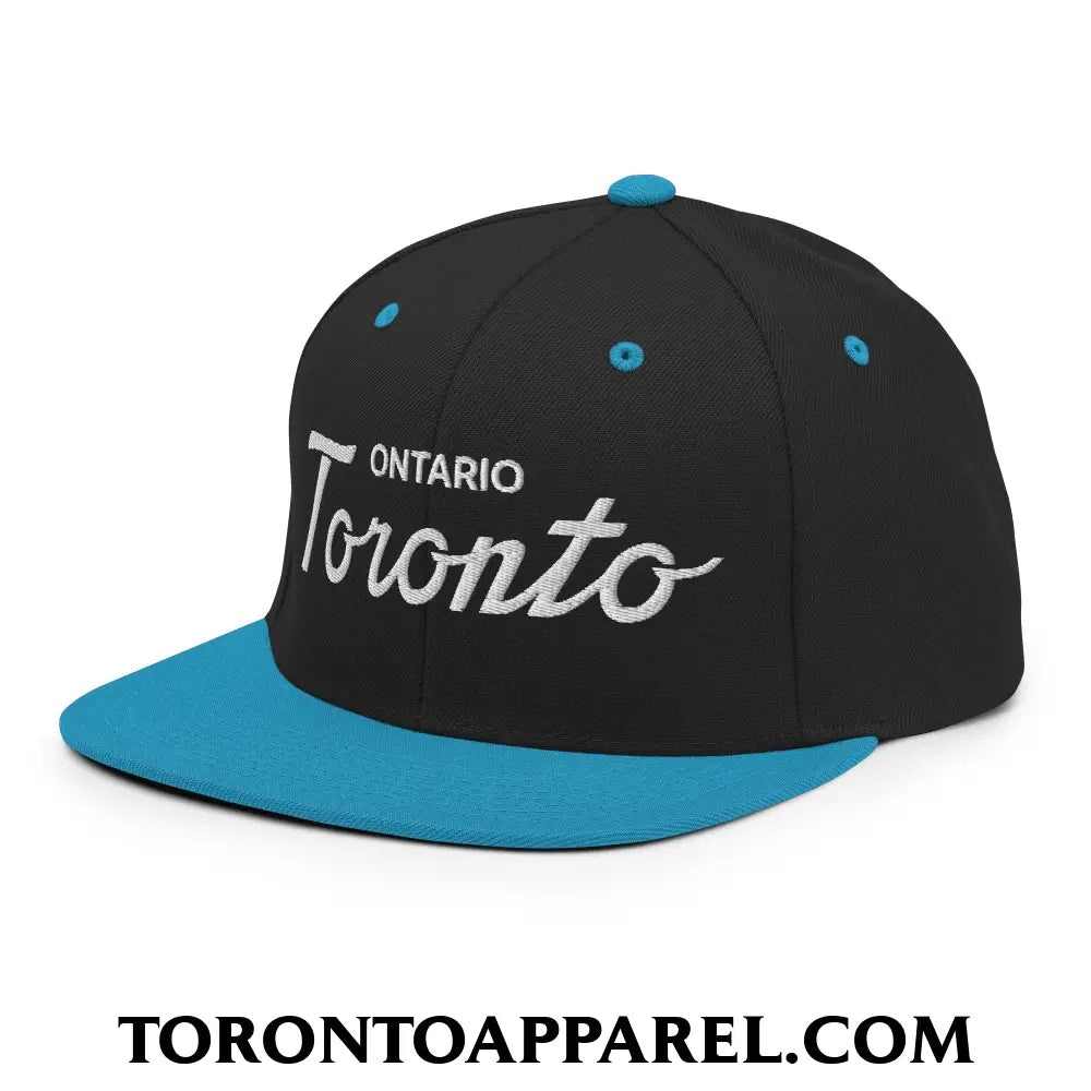 Toronto Ontario Classic Sports Script Embroidered Flat Brim Bill Snapback Hat - Toronto Apparel