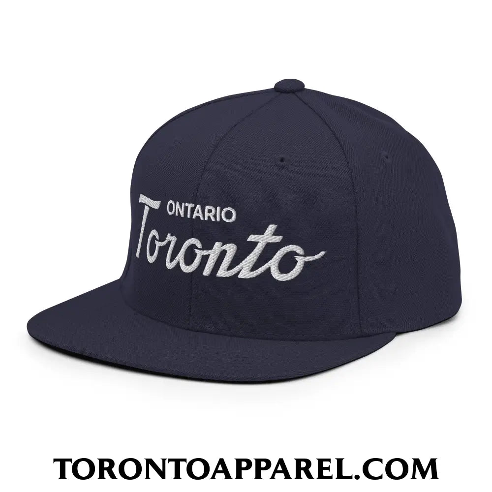 Toronto Ontario Classic Sports Script Embroidered Flat Brim Bill Snapback Hat - Toronto Apparel