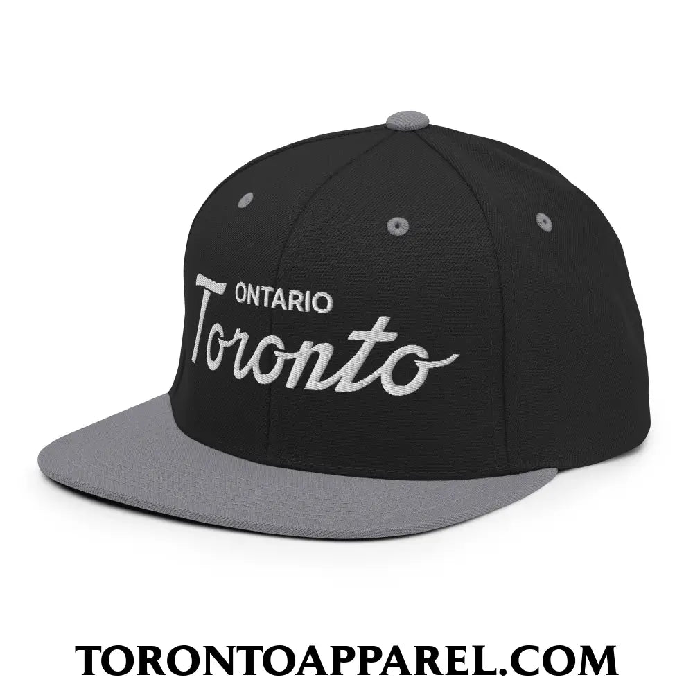 Toronto Ontario Classic Sports Script Embroidered Flat Brim Bill Snapback Hat - Toronto Apparel