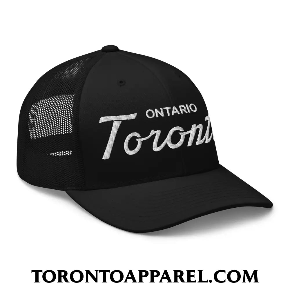Toronto Ontario Classic Sports Script Embroidered Mesh Trucker Hat - Toronto Apparel