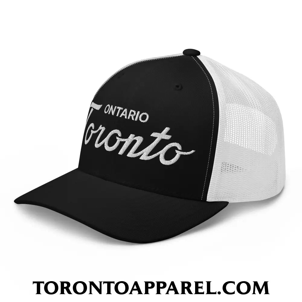 Toronto Ontario Classic Sports Script Embroidered Mesh Trucker Hat - Toronto Apparel