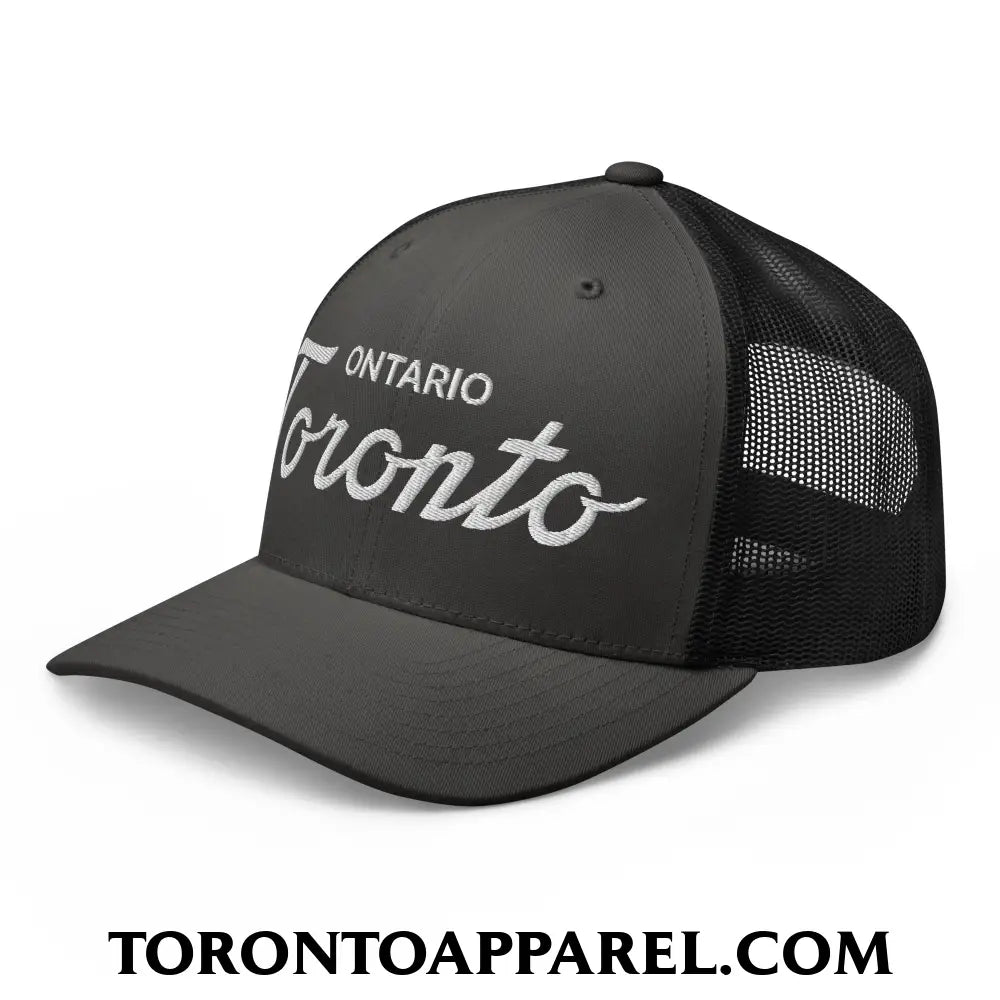 Toronto Ontario Classic Sports Script Embroidered Mesh Trucker Hat - Toronto Apparel