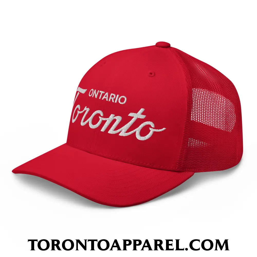Toronto Ontario Classic Sports Script Embroidered Mesh Trucker Hat - Toronto Apparel