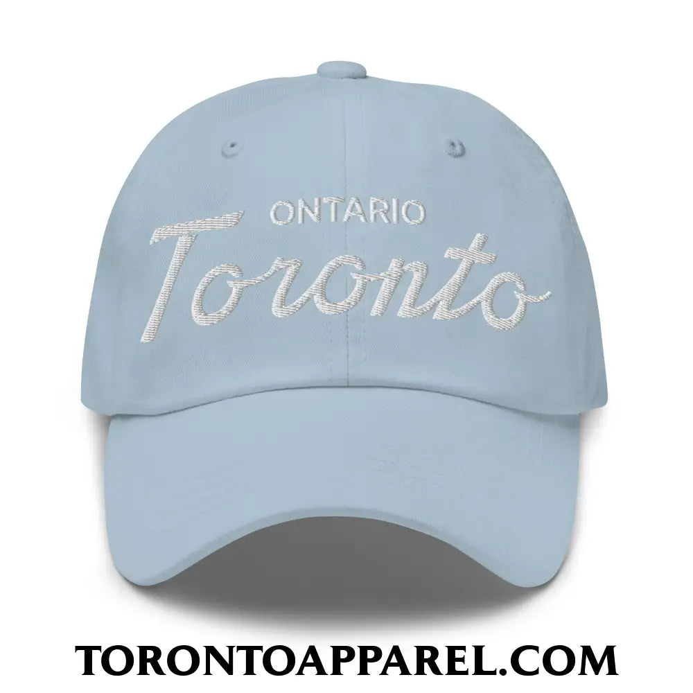 Toronto Ontario Classic Sports Script Embroidered Unstructured Dad Hat - Light Blue - Toronto Apparel