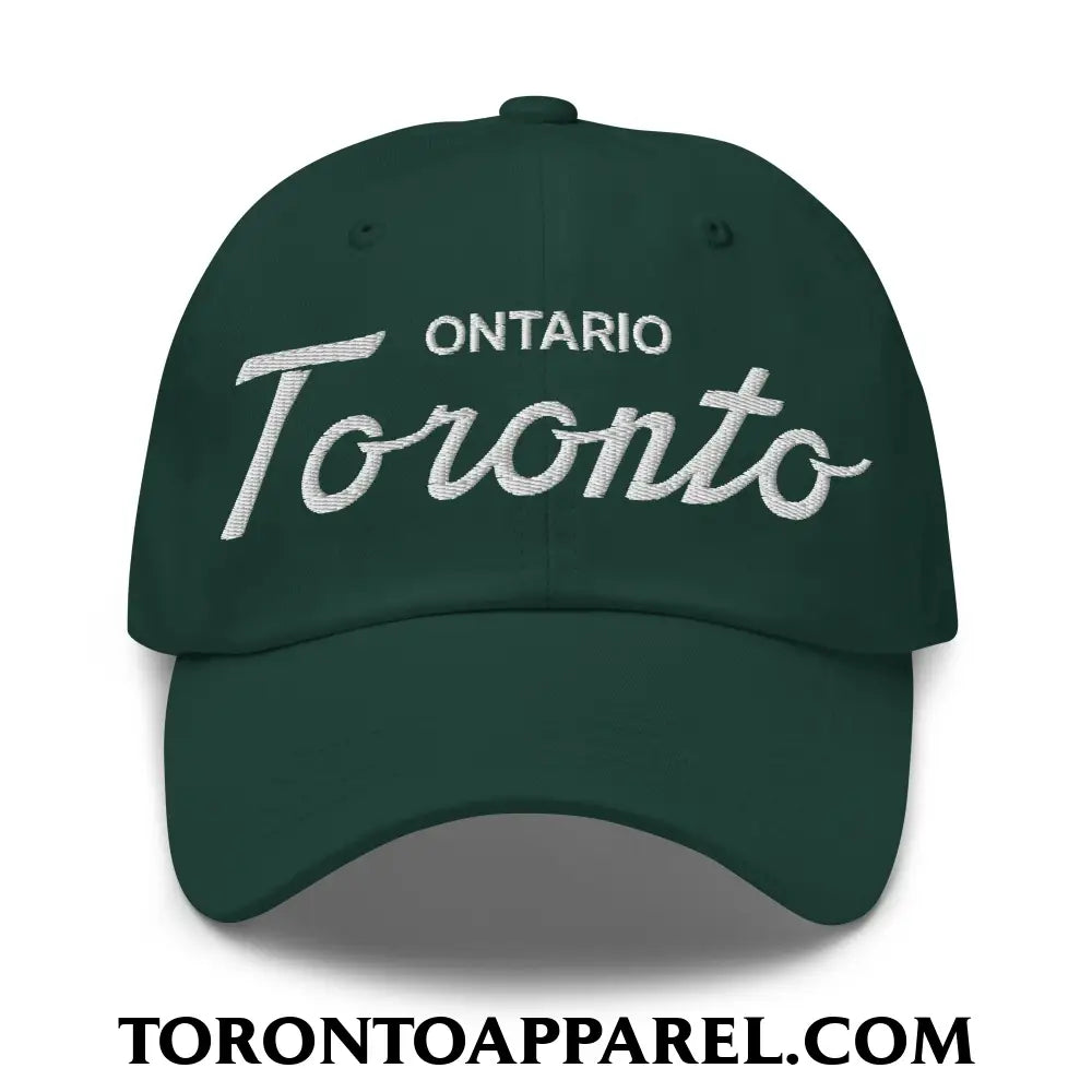 Toronto Ontario Classic Sports Script Embroidered Unstructured Dad Hat - Spruce - Toronto Apparel