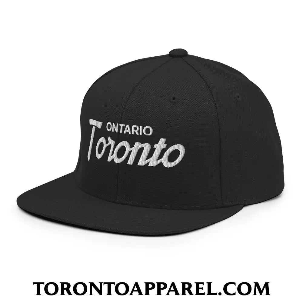 Toronto Ontario Vintage Sports Script Embroidered Flat Brim Bill Snapback Hat - Toronto Apparel