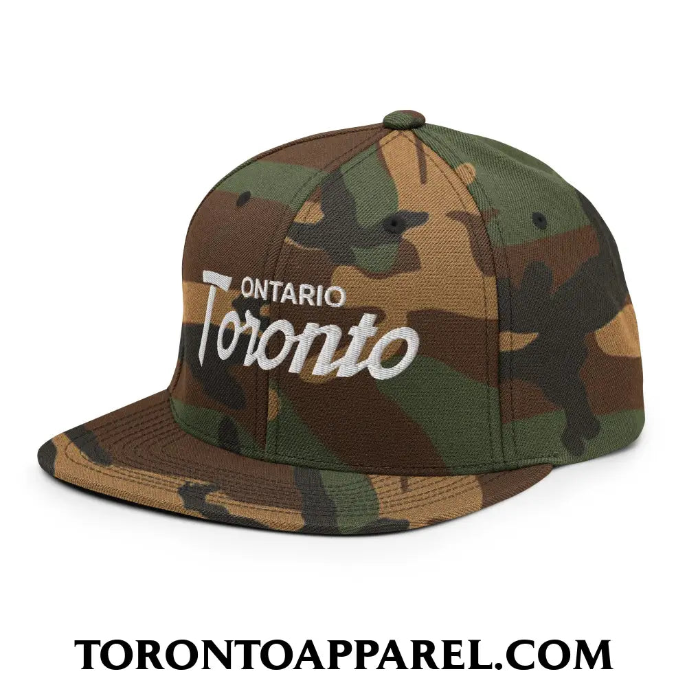 Toronto Ontario Vintage Sports Script Embroidered Flat Brim Bill Snapback Hat - Toronto Apparel