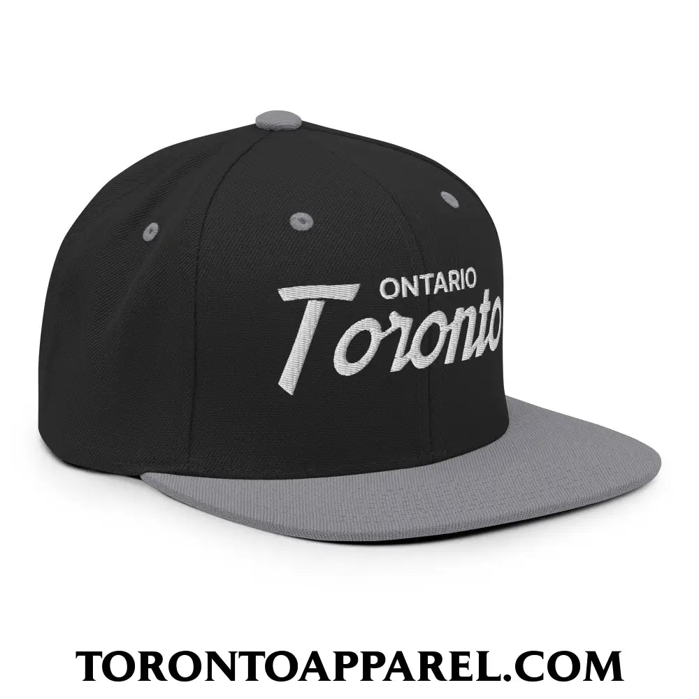 Toronto Ontario Vintage Sports Script Embroidered Flat Brim Bill Snapback Hat - Toronto Apparel