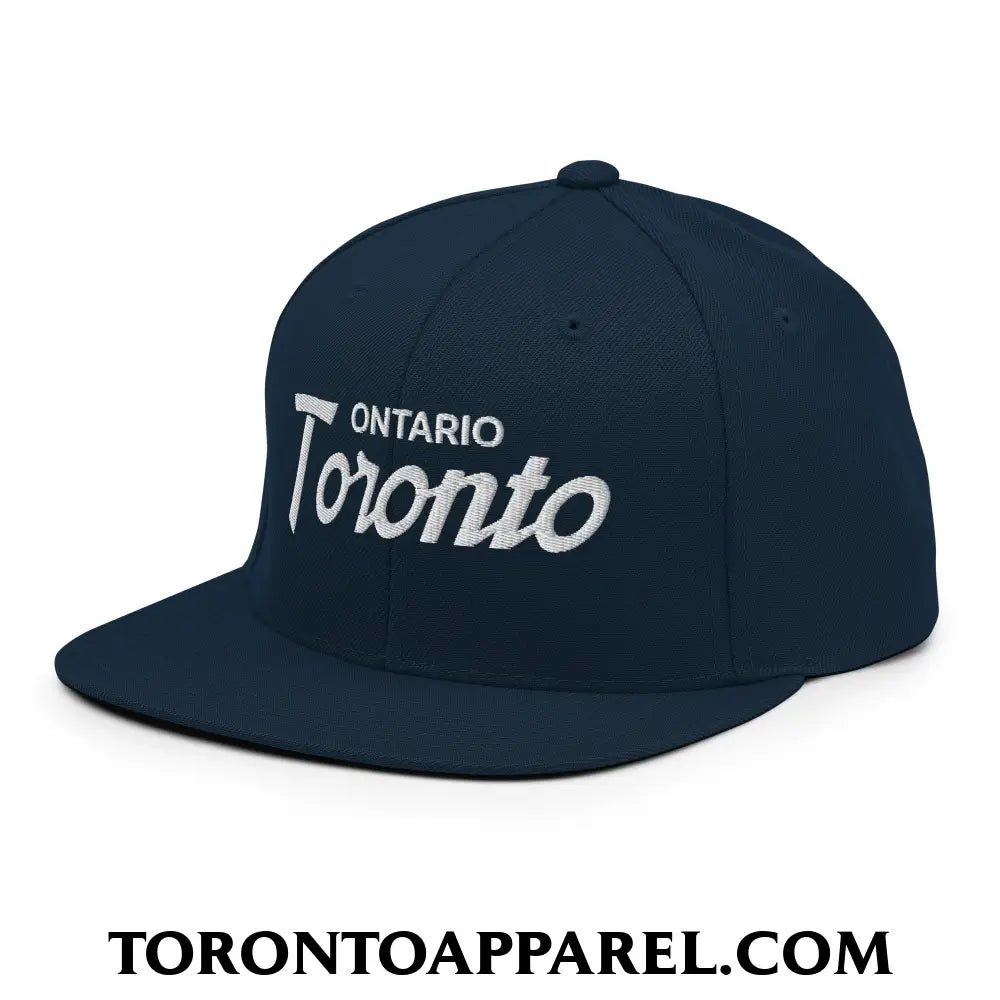 Toronto Ontario Vintage Sports Script Embroidered Flat Brim Bill Snapback Hat - Toronto Apparel