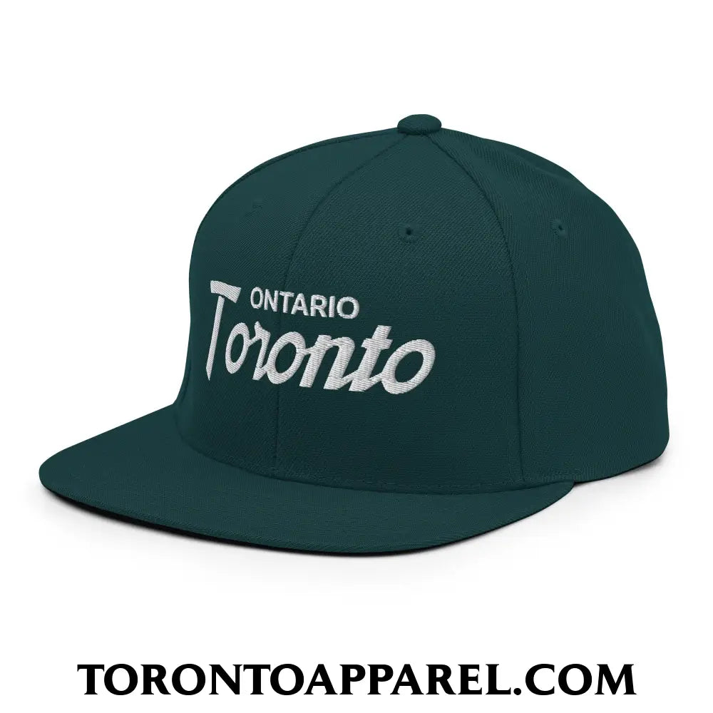 Toronto Ontario Vintage Sports Script Embroidered Flat Brim Bill Snapback Hat - Toronto Apparel