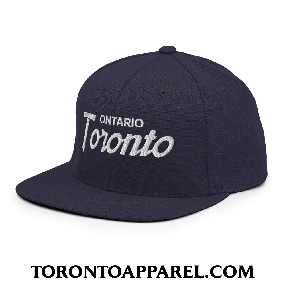 Toronto Ontario Vintage Sports Script Embroidered Flat Brim Bill Snapback Hat - Toronto Apparel
