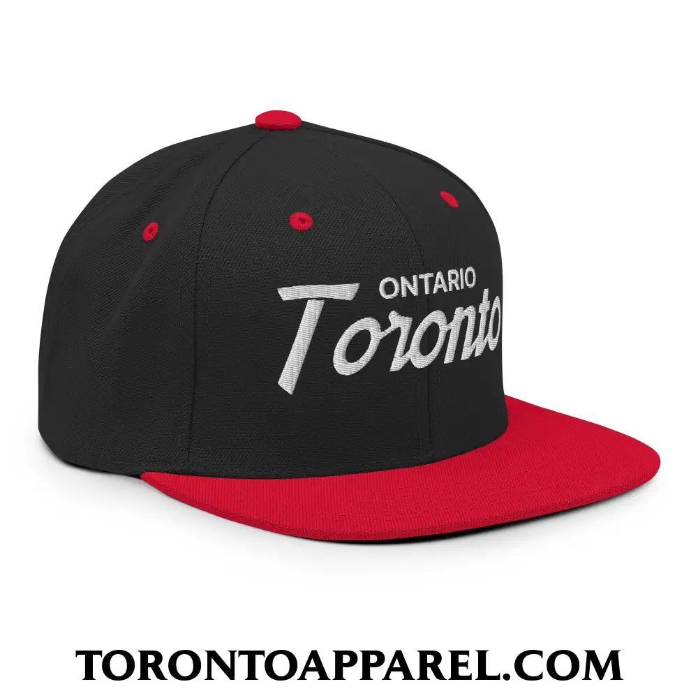 Toronto Ontario Vintage Sports Script Embroidered Flat Brim Bill Snapback Hat - Toronto Apparel
