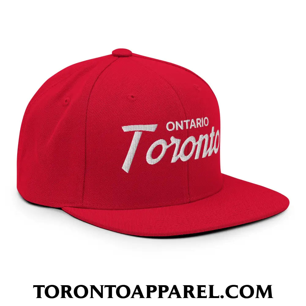 Toronto Ontario Vintage Sports Script Embroidered Flat Brim Bill Snapback Hat - Toronto Apparel