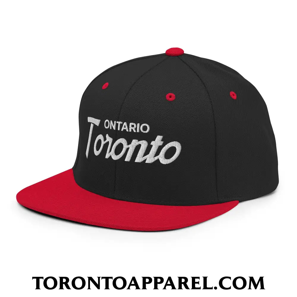 Toronto Ontario Vintage Sports Script Embroidered Flat Brim Bill Snapback Hat - Toronto Apparel