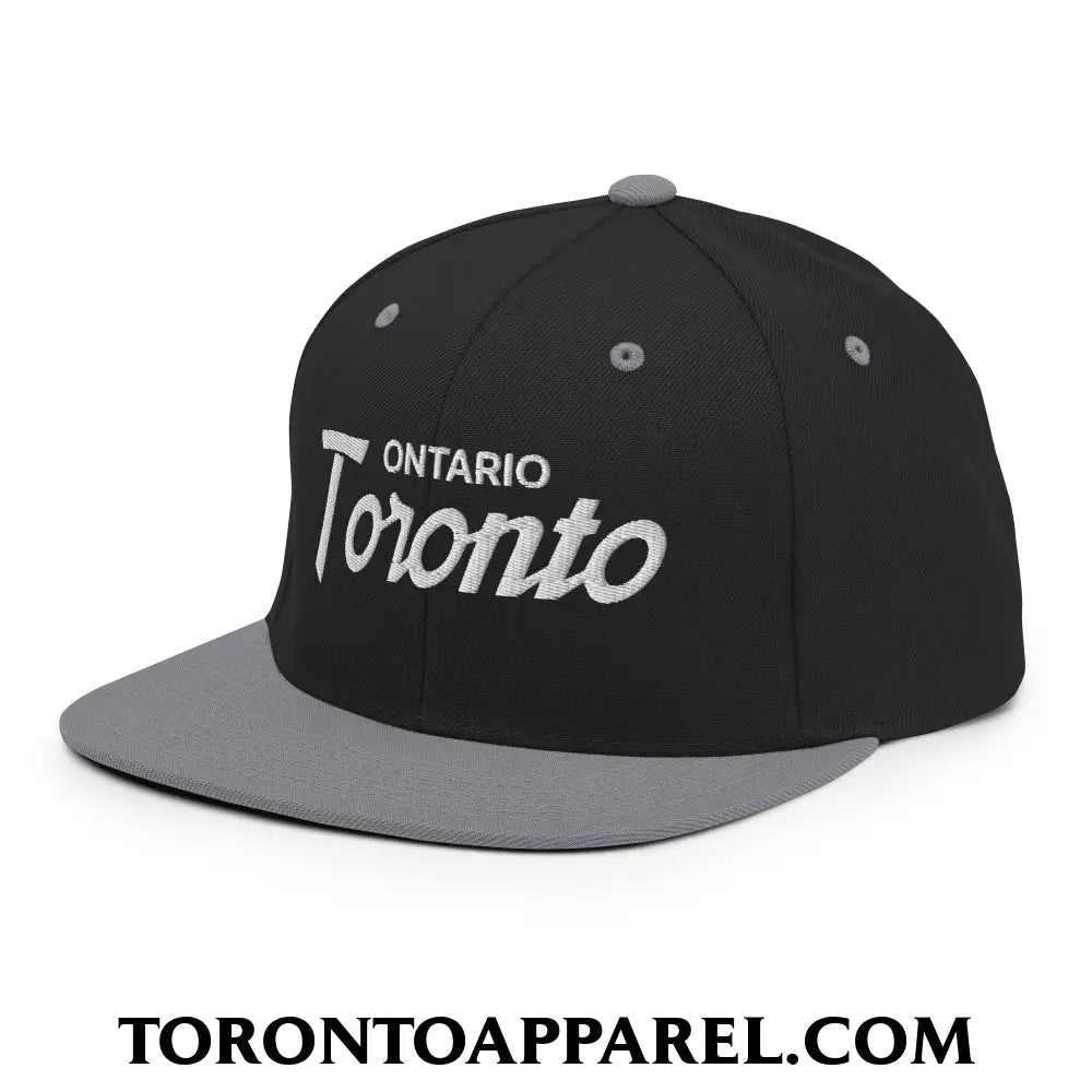 Toronto Ontario Vintage Sports Script Embroidered Flat Brim Bill Snapback Hat - Toronto Apparel