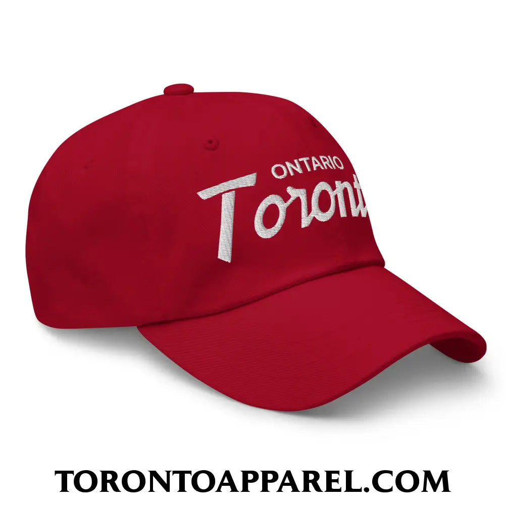 Toronto Ontario Vintage Sports Script Embroidered Unstructured Dad Hat - Toronto Apparel