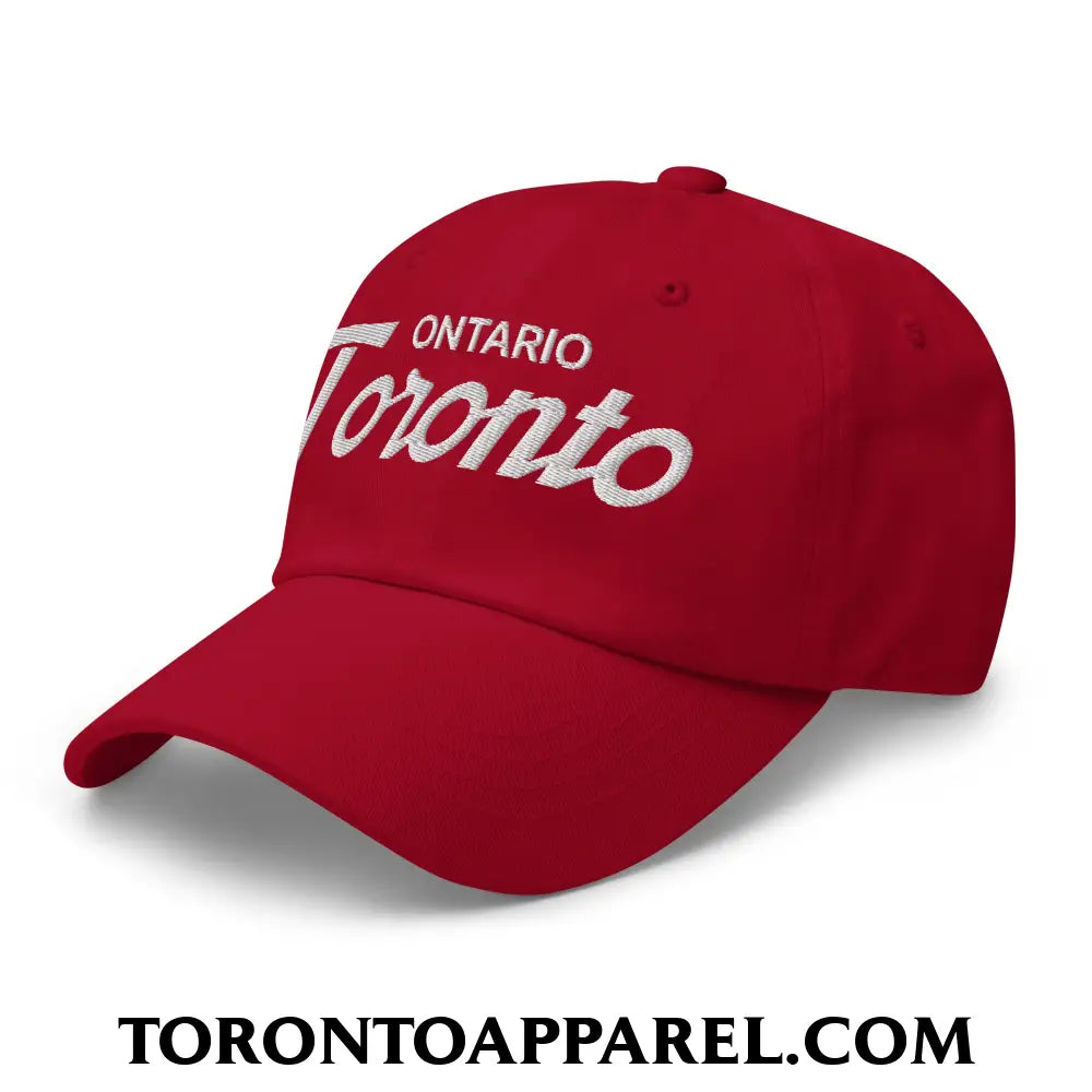 Toronto Ontario Vintage Sports Script Embroidered Unstructured Dad Hat - Toronto Apparel