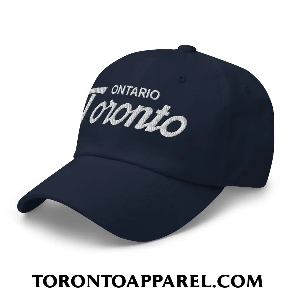 Toronto Ontario Vintage Sports Script Embroidered Unstructured Dad Hat - Toronto Apparel
