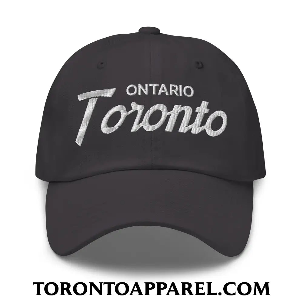 Toronto Ontario Vintage Sports Script Embroidered Unstructured Dad Hat - Dark Grey - Toronto Apparel
