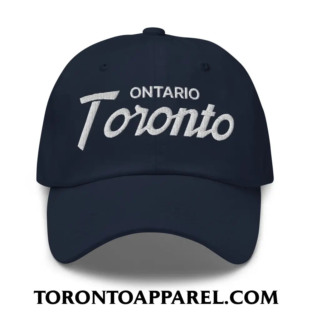 Toronto Ontario Vintage Sports Script Embroidered Unstructured Dad Hat - Navy - Toronto Apparel